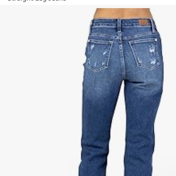 Judy Blue High Waist Embroidery Cropped Straight Leg Jeans - Picture 4 of 4